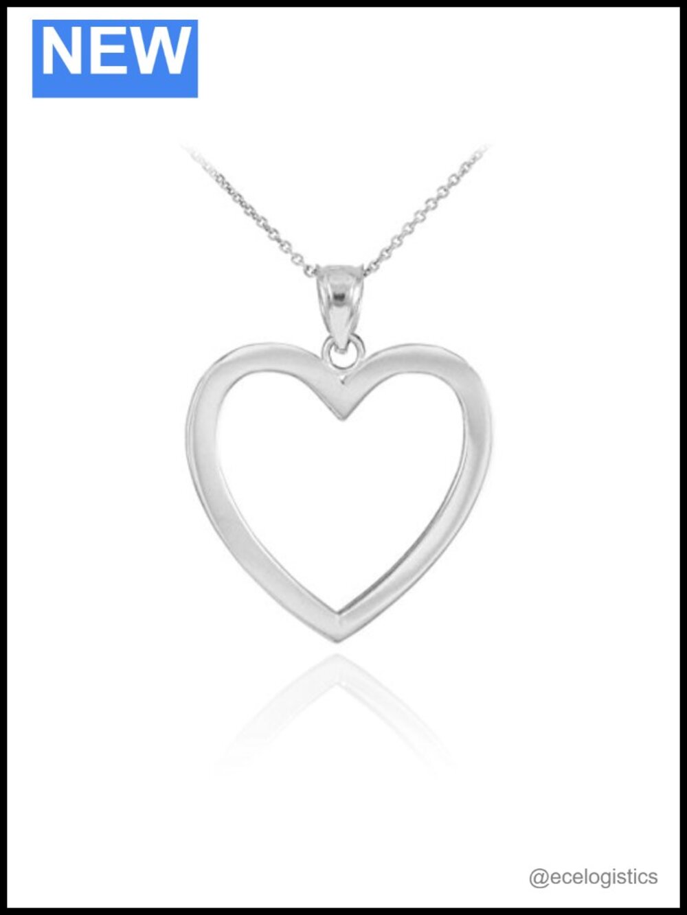 925 Sterling Silver Open Heart Pendant Necklace 18" Rolo Chain